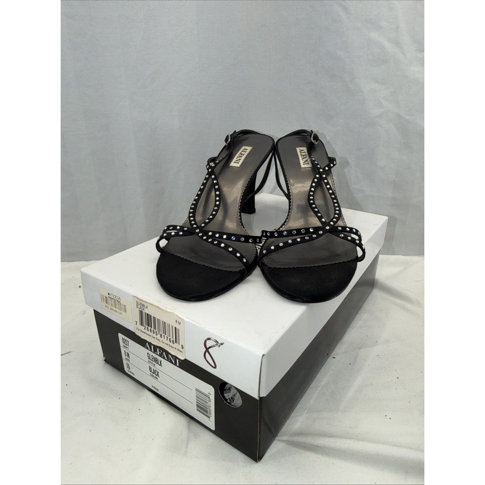ALFANI BLACK DRESS‎ SHOES Glenblk WITH RHINESTONE STUDS  SIZE 8